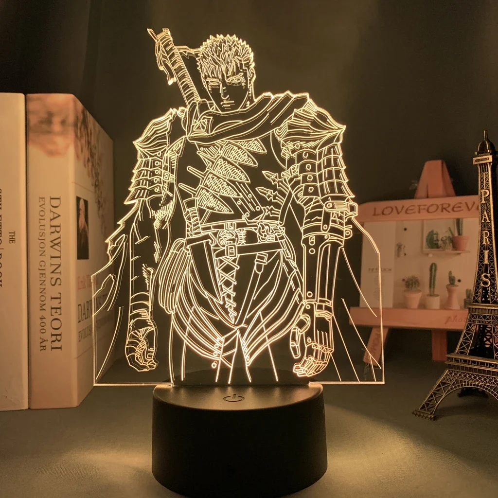 Figura de Berserk Guts de Anime Led, luz nocturna decorativa para dormitorio, regalo de cumpleaños, lámpara de mesa 3d para habitación de niños, Manga Berserk