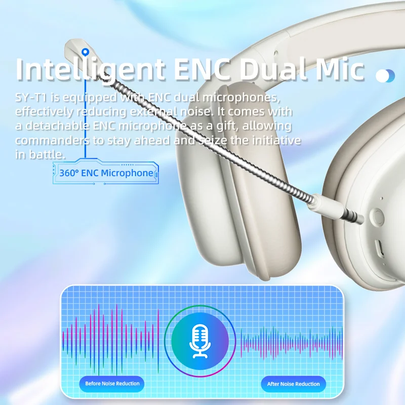 سماعات بلوتوث لاسلكية قابلة للطي ، والحد من الضوضاء ، سماعة رأس ستيريو الموسيقى ، سماعة لعبة خفيفة الوزن ، ميكروفون قابل للتوصيل ، SY-T1 ، جديد