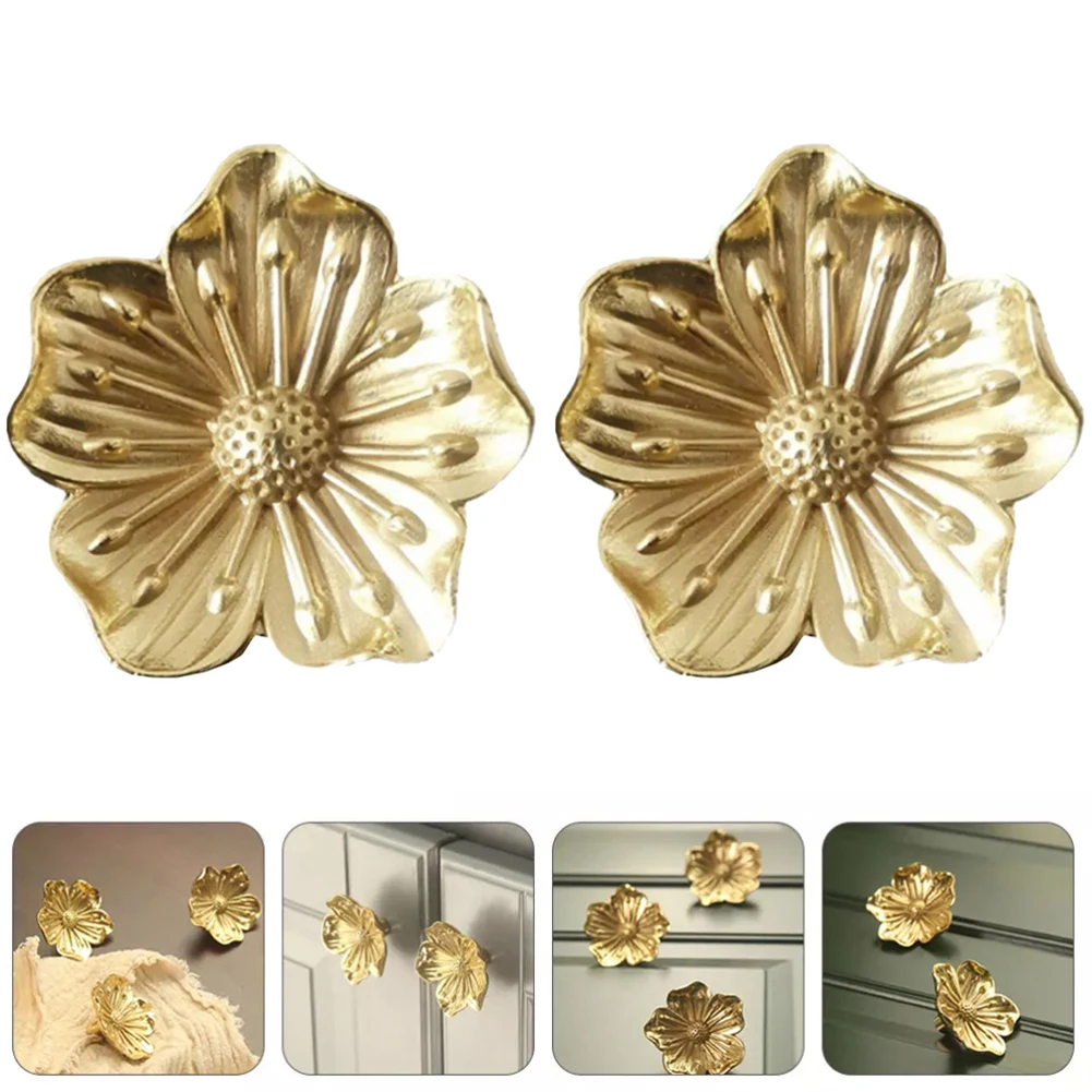 

Interior Design 42*42 Mm Brass Cabinet Pulls Knob Dresser Drawer Handles Easy To Install Elegant Floral Design