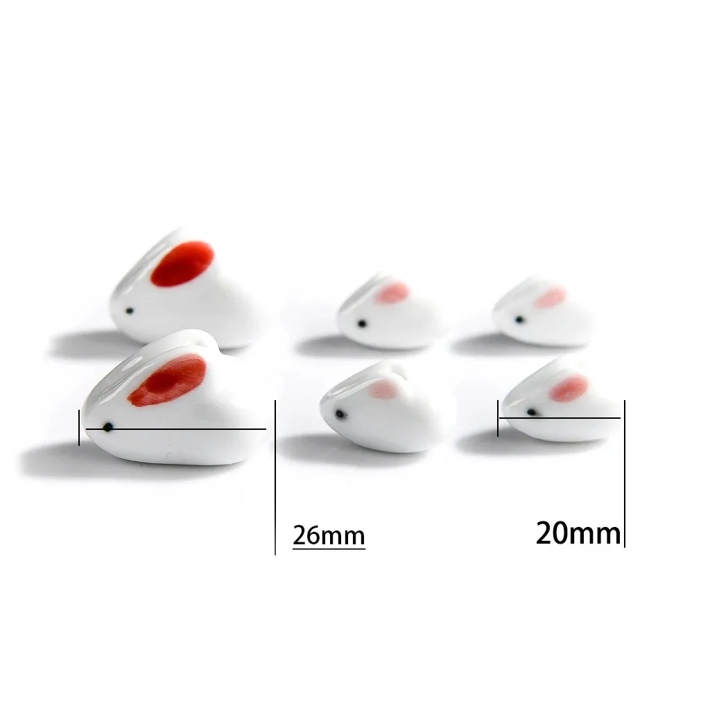 26#5pcs Hand-painted Rabbit Pottery Beads Cartoon Animals Abstract Painting Special Ceramic Pendant Jewelry  Necklace #XN1031