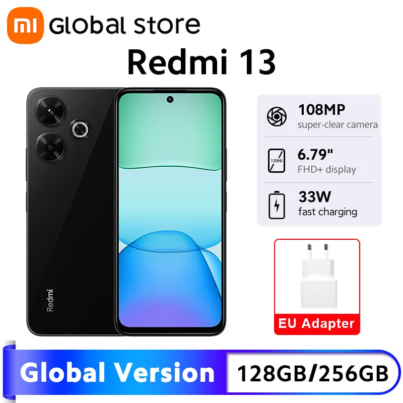 

Global Version Xiaomi Redmi 13 Smartphone 128GB / 256GB ROM 108MP Camera MTK Helio G91-Ultra CPU 90Hz 6.79" FHD+ display 5030mAh