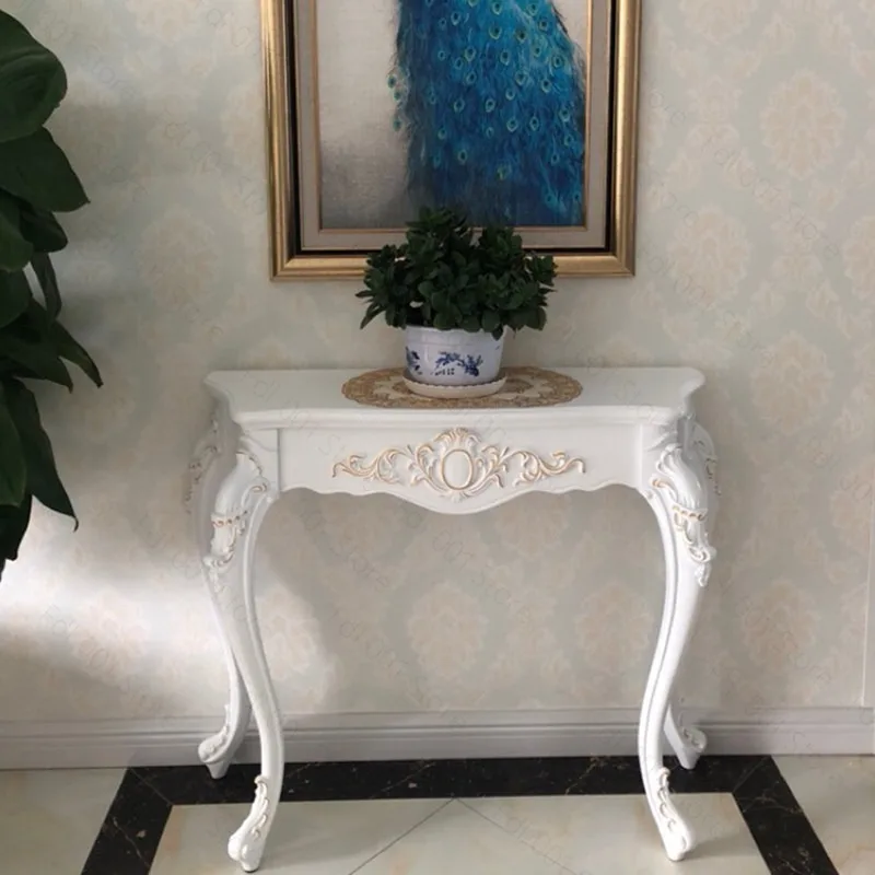 European Style Hallway Console Table Retro Vintage Semi-circle Entrance Furnit Living Room Home Furniture Decoration Gold Silver