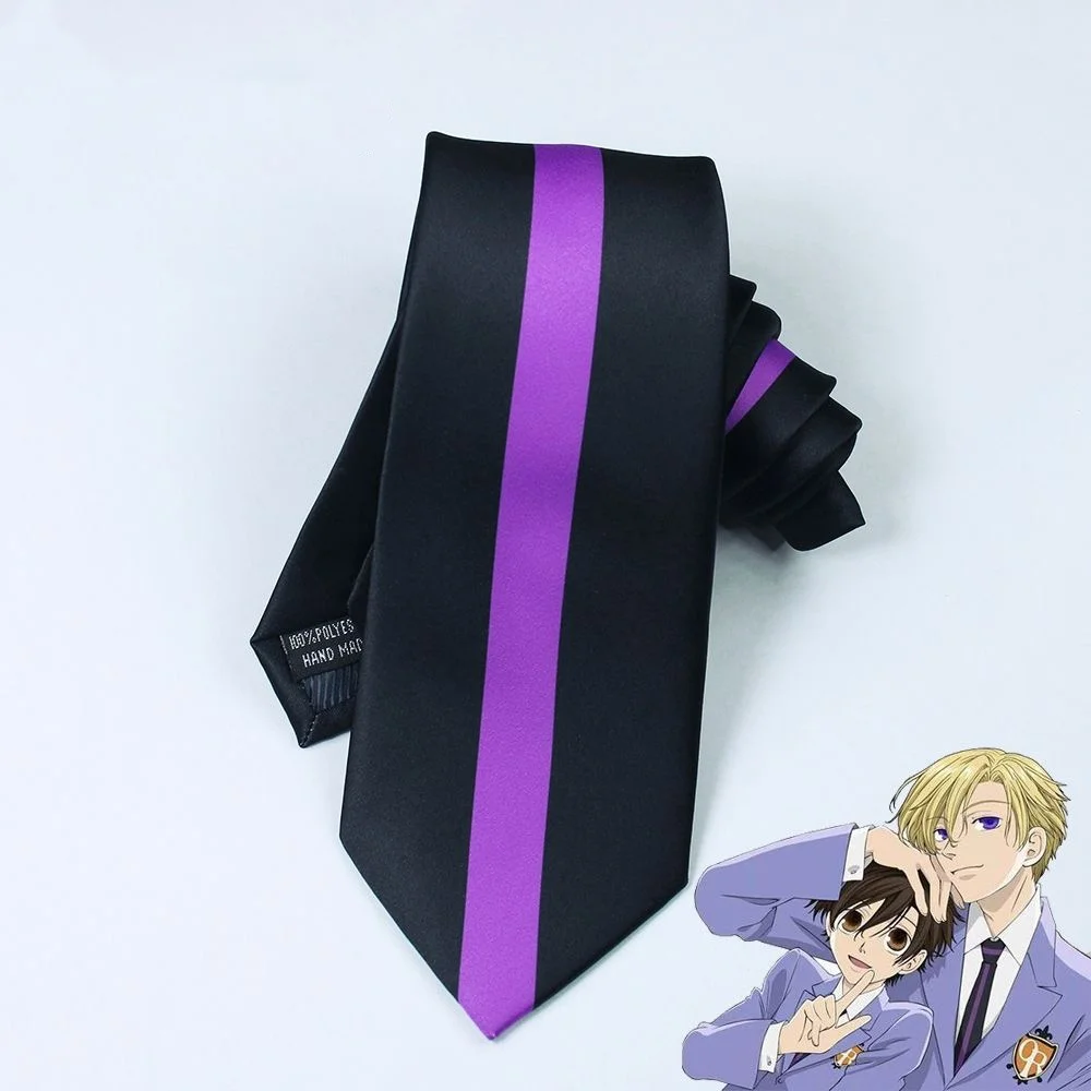 Ohtori High School Male Student Council Same Style Striped Tie, Anime Cosplay Accessory Purple Striped Tie