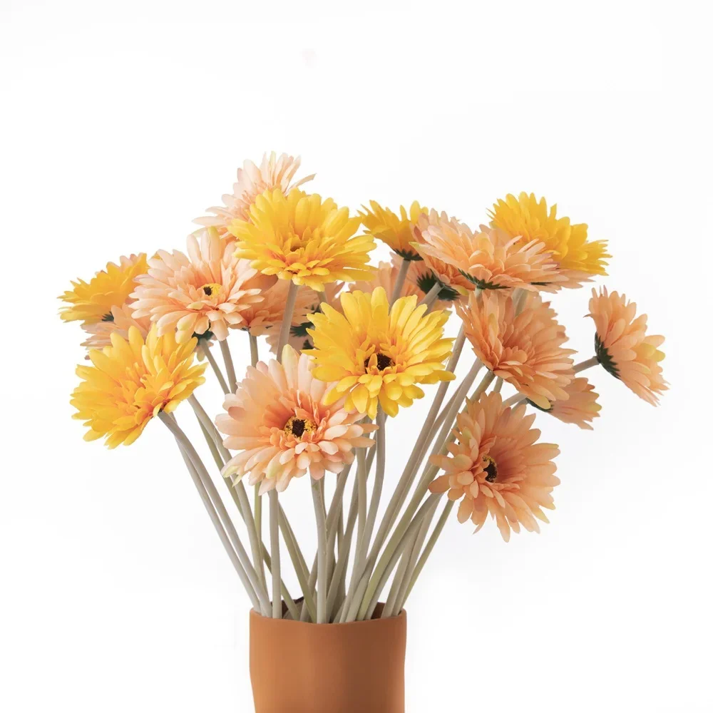 Sunflower artificial flower Gerbera flower Gerbera home decoration artificial flower artificial plant, orange, light yellow