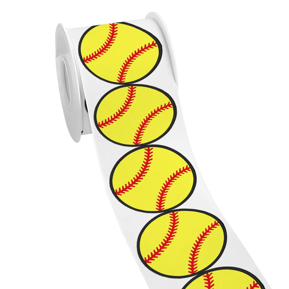 Sports Ball Softball Printing Grosgrain Ribbon Satin Ribbon for Scrapbooking Supplies Wrapping Hair Bow DIY Decoration Gift Pack