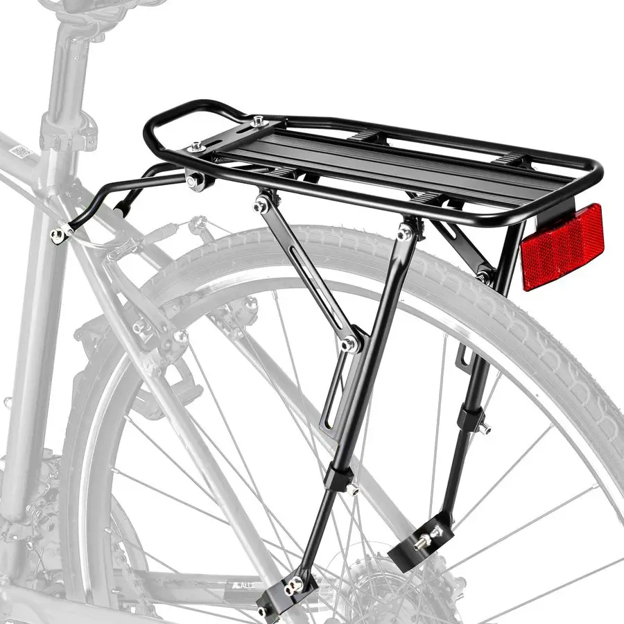 

Bike Rack with Large Size Reflective,Bike Cargo Rack with Extra Long Mounting Brackets,Universal Adjustable Touring Carrier Rack