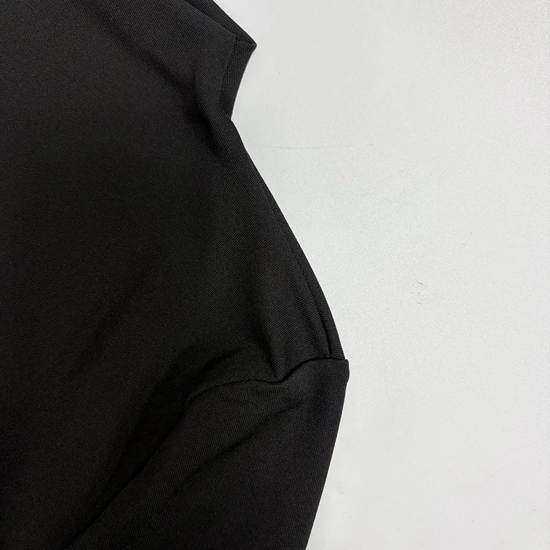 Patchwork Gerafftes Bandkleid für Damen Sexy Rollkragen Elegantes Hochgeschnittenes Abendkleid mit Langen Ärmeln – Detail 20