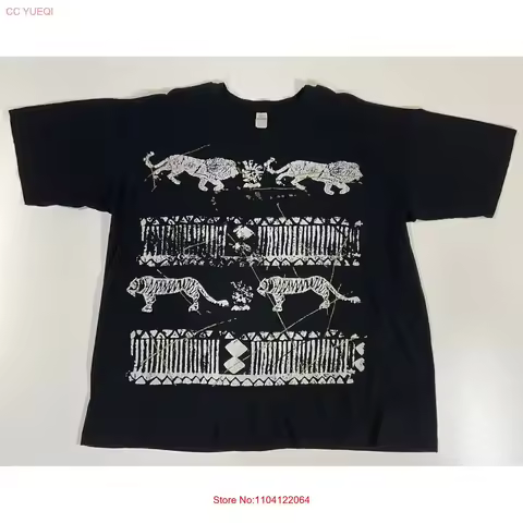 Vintage African Safari Animal Art T Shirt Sz XXL Glitter Tourist Made In USA 90s vintage Washed Comfortable homme fashion
