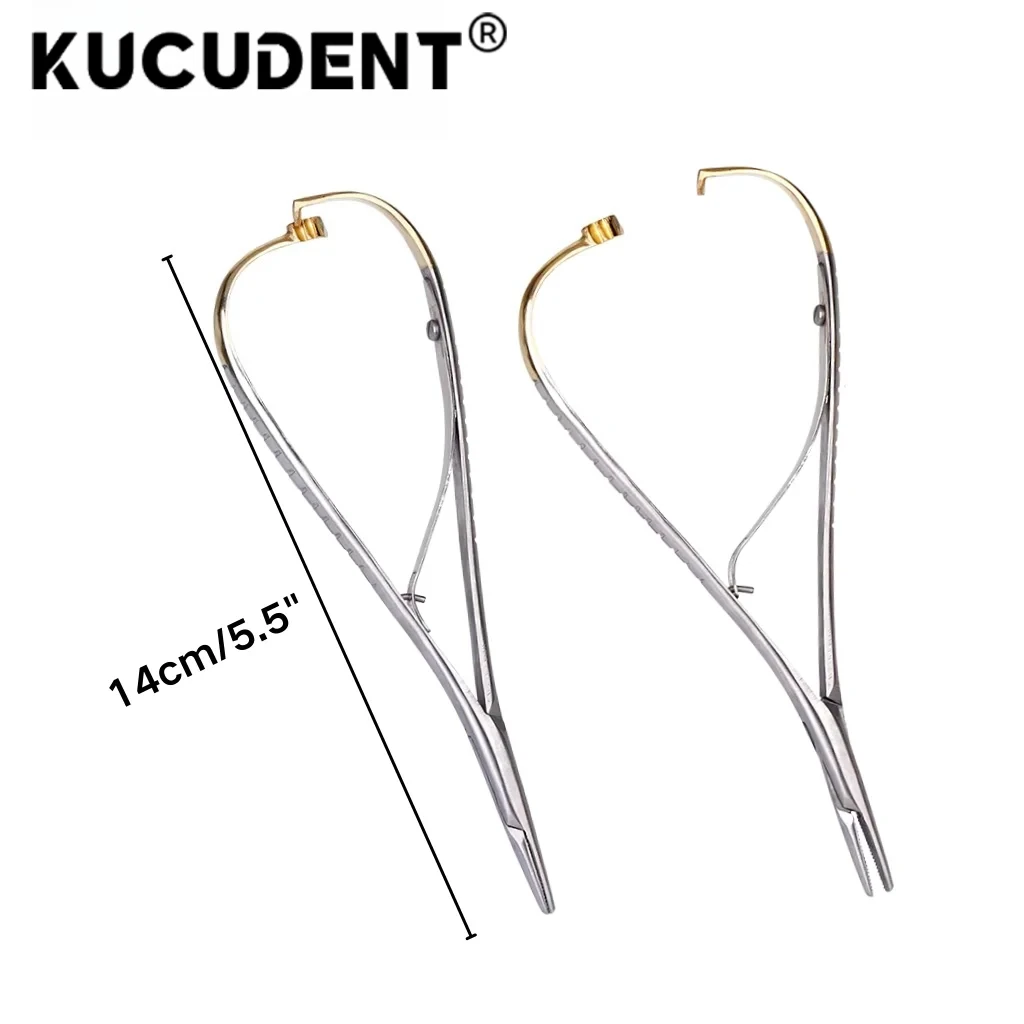 KUCUDENT 1 قطعة حامل إبرة Mathieu للأسنان ملاقط من الفولاذ المقاوم للصدأ لتقويم الأسنان ربطة عنق وضع ذو طيات أداة طب الأسنان