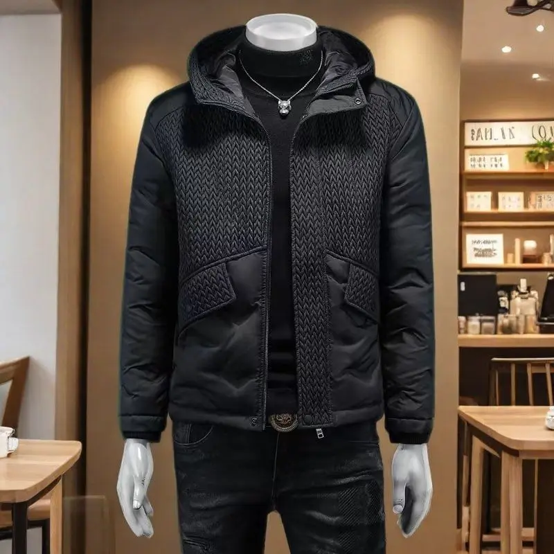 Winter Warm Puffer Jacket Men's Down Coat Zipper Long Sleeve Top Quilted White Duck Down Outerwear Men Clothing Trendy Jacket