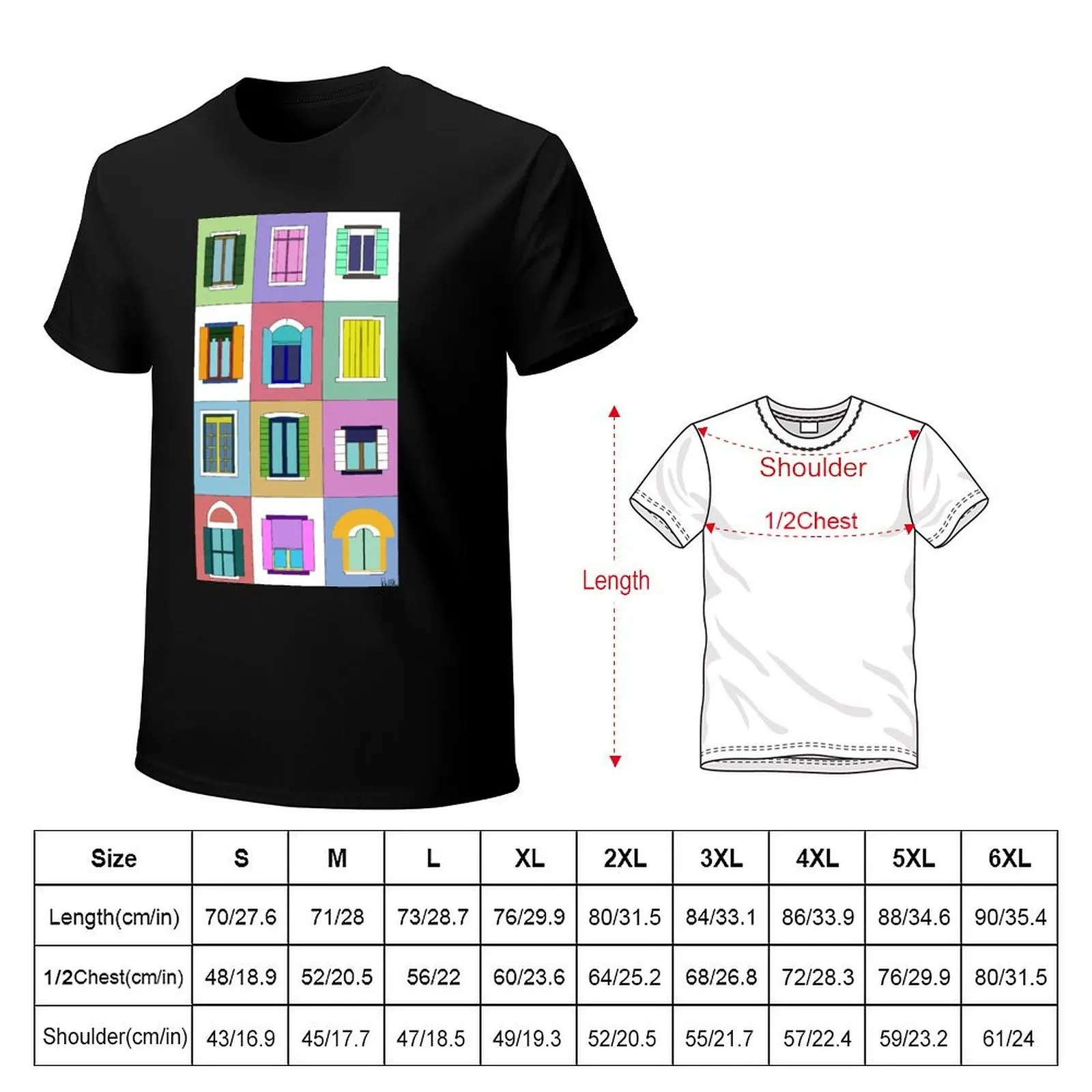 Colored windows T-Shirt Functional Casual Short Sleeve Tee