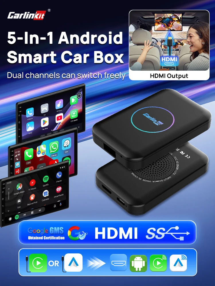 CarlinKit LITE S Android TV Box 5-in-1 draadloze CarPlay draadloze Android Auto HDMI video-uitgang ondersteuning Netflix IPTV voor OEM auto - afbeelding 2