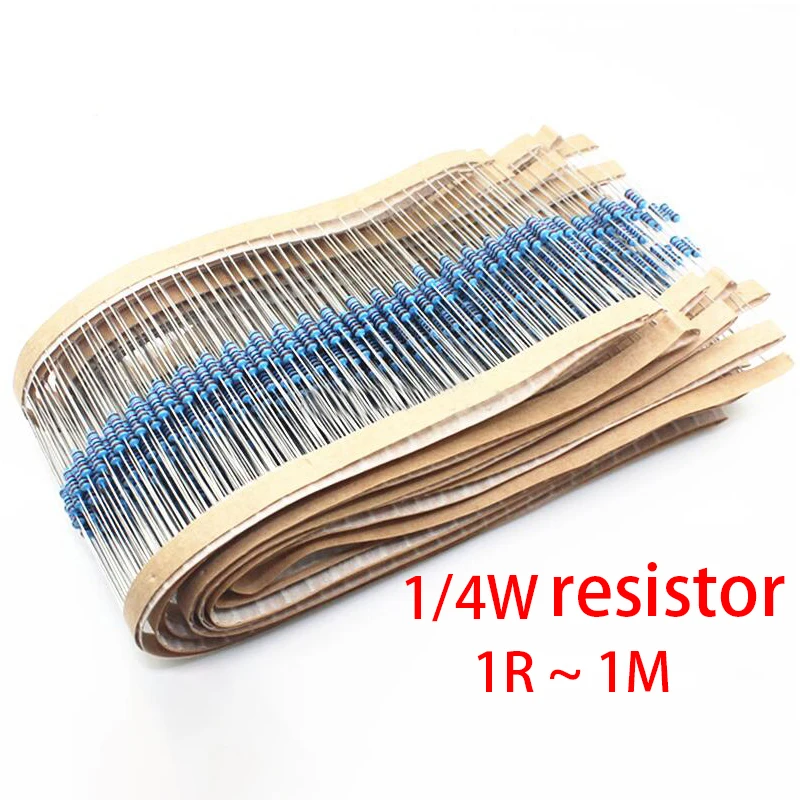 100pcs 1/4W 0R-22M 1% Metal Film Resistor 0.25W 0 2.2 10 100 120 150 220 270 330 470 1K 2.2K 4.7K 10K 100K 470K 1M 10M 20M ohms