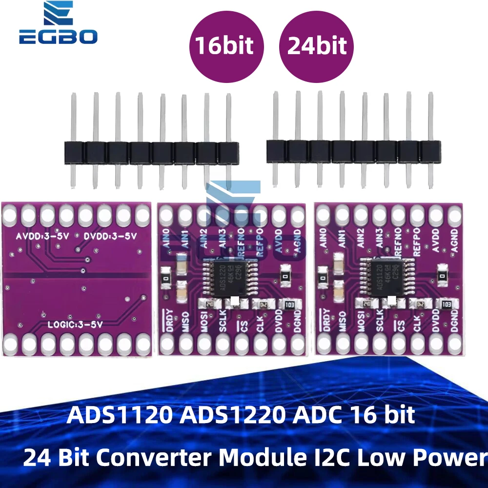 1~3PCS ADS1120/ADS1220 ADC 16 bit  24 Bit Converter Module I2C Low Power  24 Bit Analog-to-Digital Converter for arduino