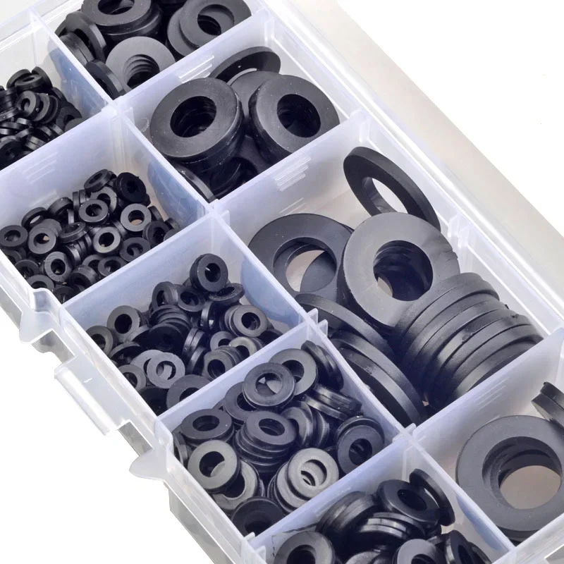 Conjunto de arruela plana de nylon preto, 780 peças m2 m2.5 m3 m6 m8 m10 m12 arruela plana de plástico espaçador plano kit de anel de vedação de isolamento