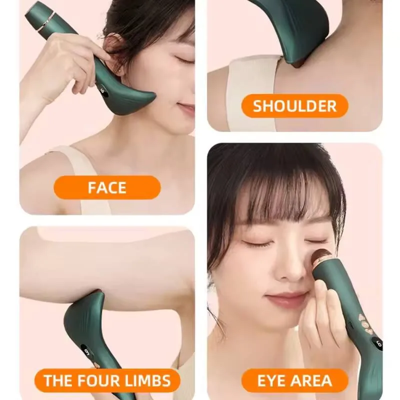 Gua Sha Facial Tool Electric Bianstone Guasha Tool Face Chin Neck Body Heated Vibrating Massage Gua Sha Stone For Body Massager