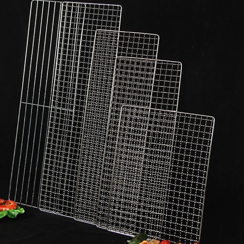 Neue Edelstahl Grill Rack Grids Wiederverwendbare Antihaft BBQ Braten Rack Rechteckigen Grill Rost Mesh Pads Ofen