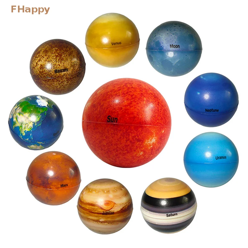 1PC 6.3CM Solid Elastic Ball Planet Solar System Children's Puzzle Early Education Decompression Toy