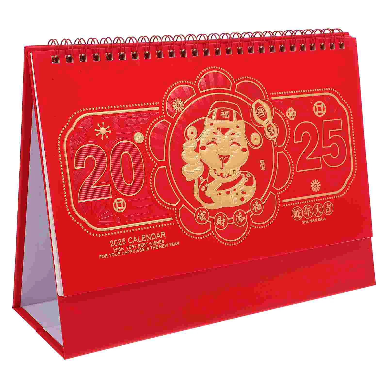 

Year Snake Desk Calendar Monthly Desktop Academic Bronzing 2025 Paper Student Daily Planners