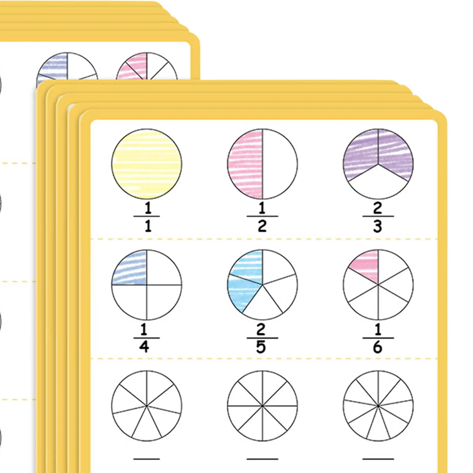 Листы для сухого стирания с дробями, 10 листов, учебные пособия, подарок на день рождения, многоразовые манипуляции с дробями для детей 4-6 лет, мальчиков и девочек