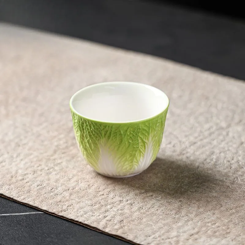Handmade Dehua Mutton Fat Jade Porcelain Cabbage Cup Master Tea Cup Kung Fu Tasting Ceramic