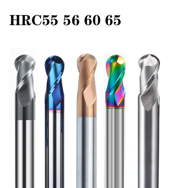 

HRC60 55 65 2 Flute Ball End Mill Tungsten Carbide Cutter CNC Router Bit Milling Tool R0.5 6mm 8mm 10mm METAL MILLING CUTTER