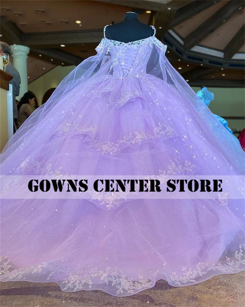 Light Purple Quinceanera Dresses Ball Gown Birthday Party Dress Lace Up Graduation Gown With Cape quinceanera de 15 anos 2022