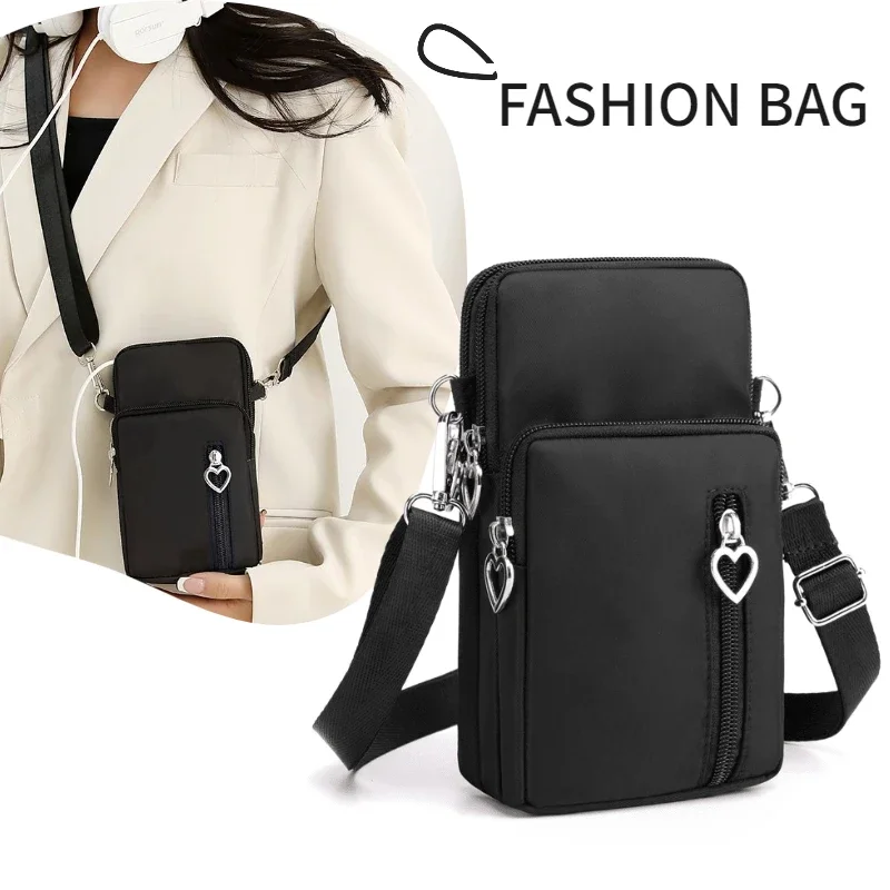 

Waterproof Mobile Phone Bag Women's Mini Oxford Crossbody Bag Daily Multi-layer Zipper Purse Casual Outdoor Travel Nylon Bag