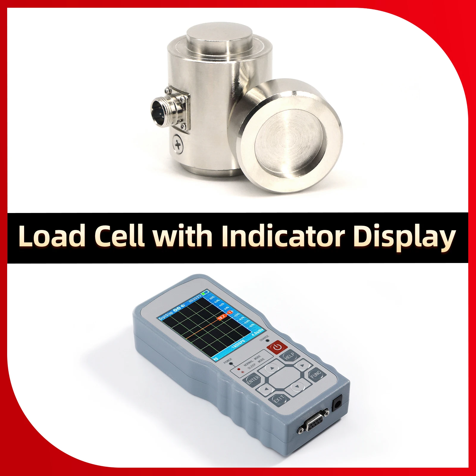 Column Load Cell Sensor and Digital Force Gauge,5T 10T 20T 30T 50T 100T,Test Tension and Compression Force,Transient Waveform
