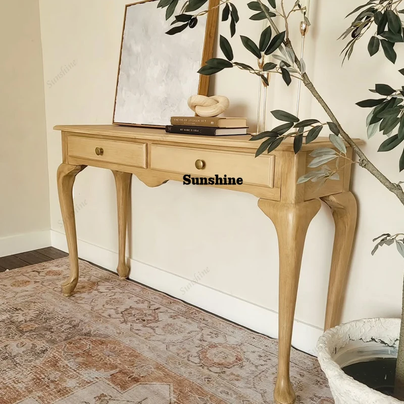 American simple solid wood desk study bedroom home desk student writing table retro workbench