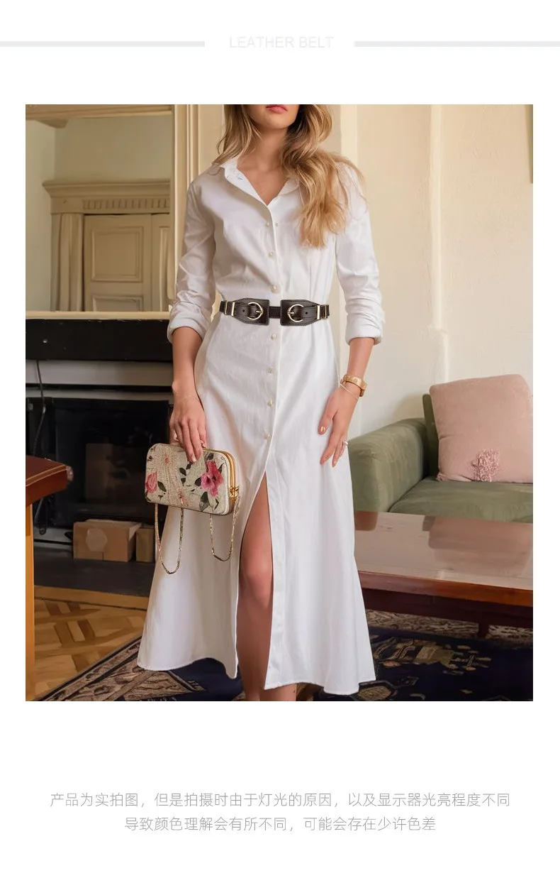 本革レディースベルト、ファッショナブルなドレススーツ装飾ワイドベルト、ハイエンドニッチベルト