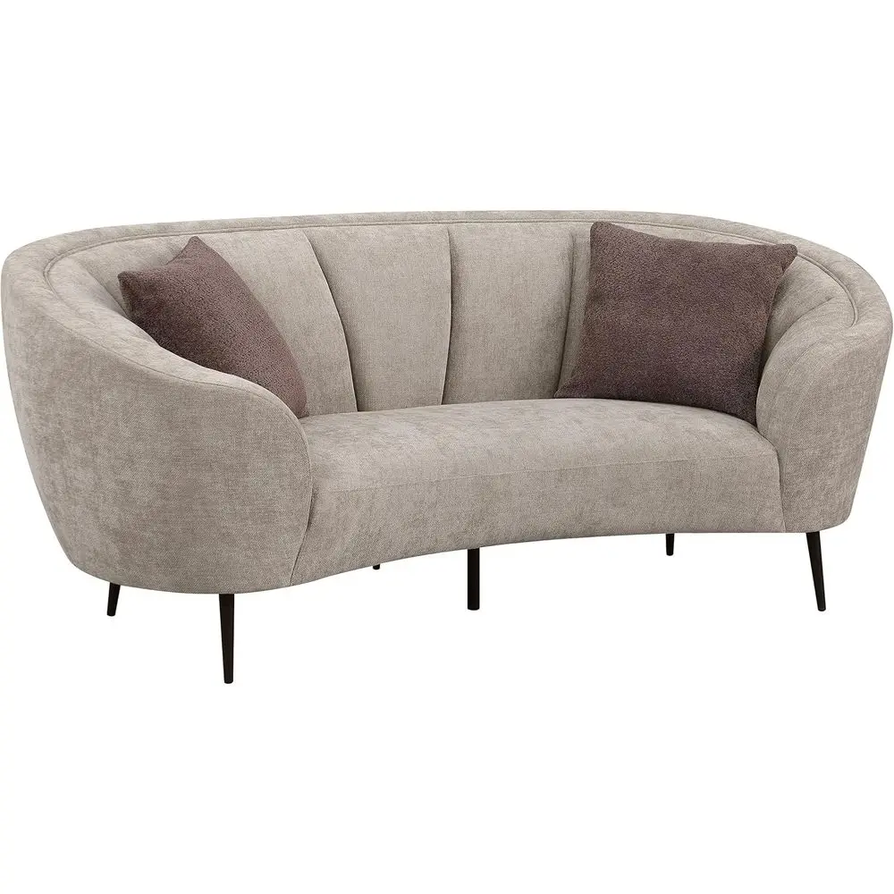 

Upholstered Wood Loveseat with Curved Back, Pillows, Tapered Legs - Beige - Living Room