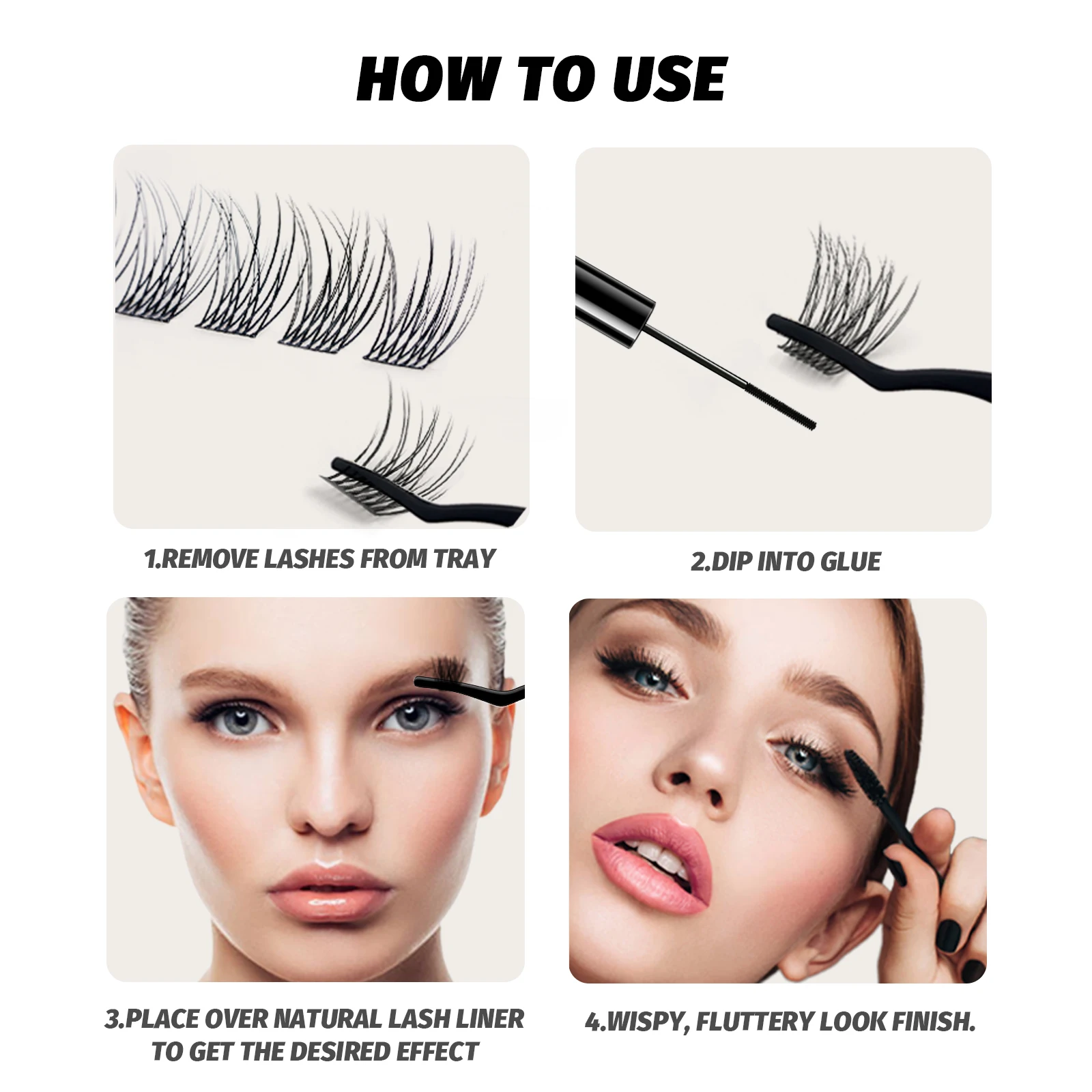 EASITENSION 9 Styles DIY Cluster Eyelash Extension Female Makeup Faux Mink Volume Natural Dovetail Segmented Lash