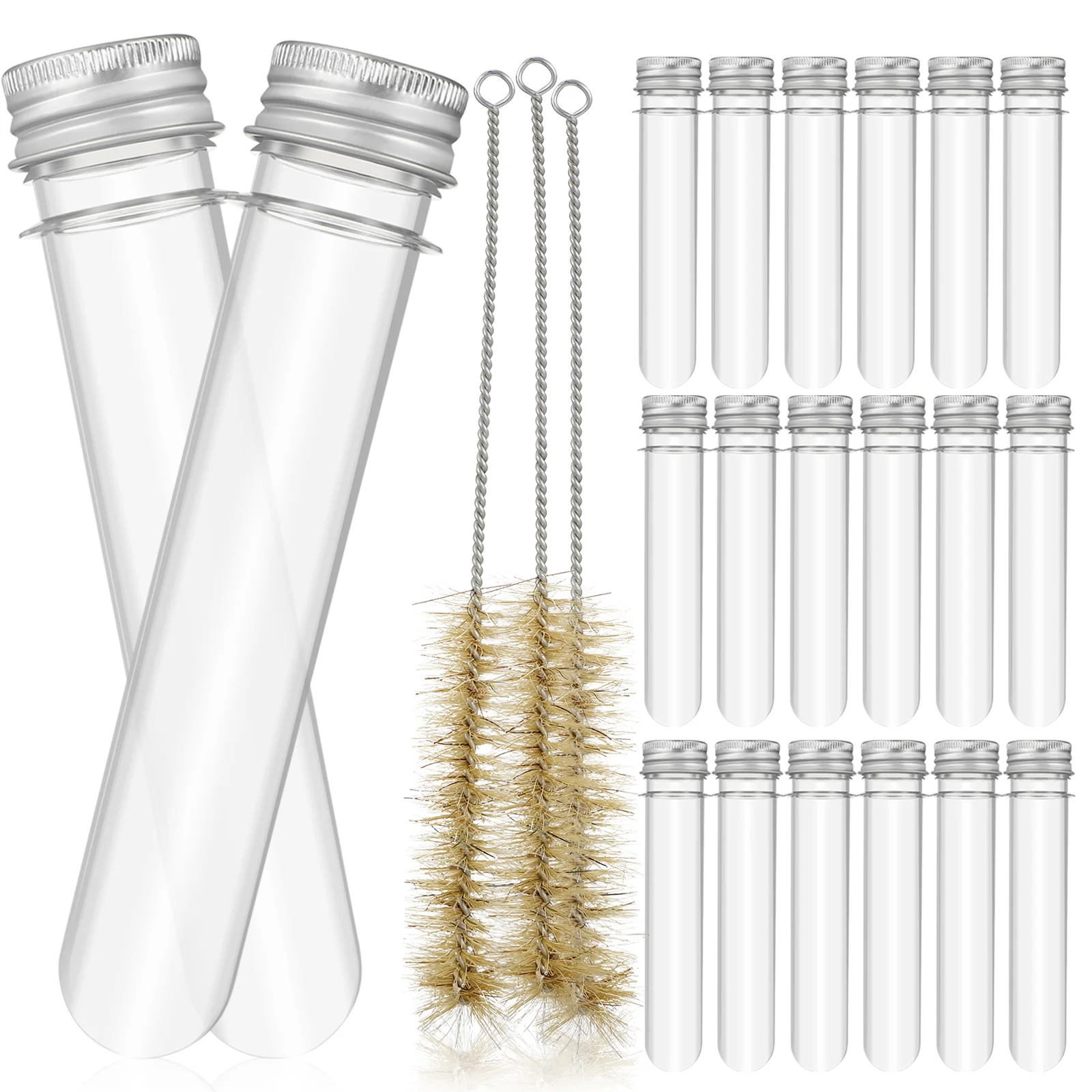 

1Set Clear Plastic Storage Tubes with Screw Caps Transparent Test Tubes Cleaning Brushes Ideal for Beads Diamond Dots Sequins