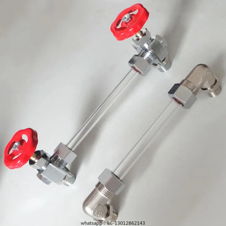 Medidor de nivel de agua para pene, codo de tubo de vidrio de 3 puntos, accesorios de caldera para generador de vapor, codo de nivel de agua, vista de nivel de agua