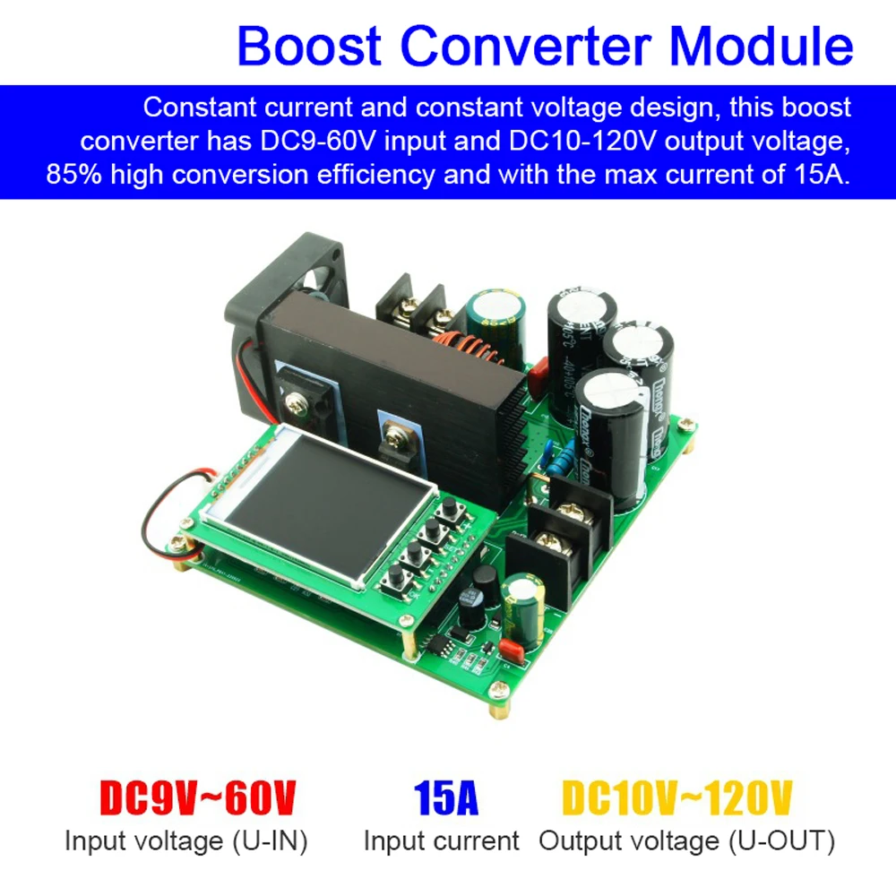 Convertitore Boost 900W 15A modulo di tensione costante a corrente costante DC9-60V ingresso DC10-120V regolatore trasformatore di tensione di uscita