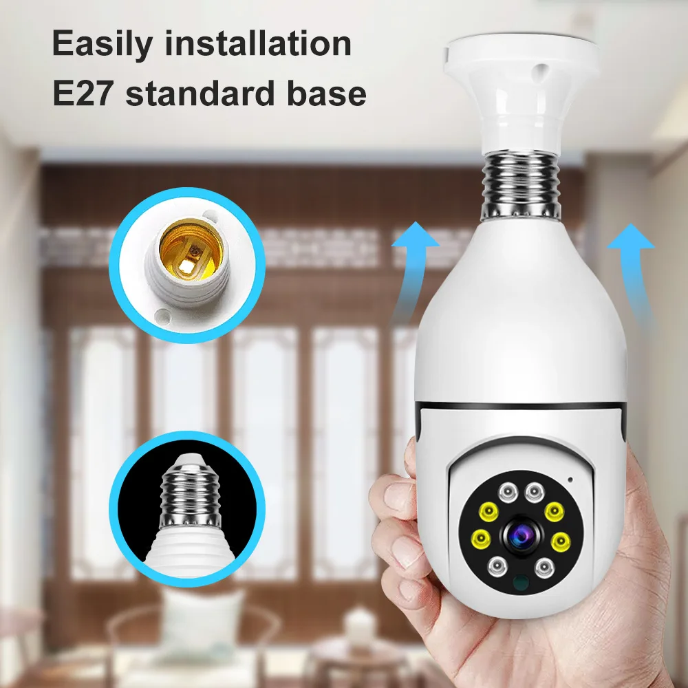 Saikiot 2MP 4MP V380Pro Bulb Light Camera WIFI Bulb Camera 360 E27 CCTV Security Ceiling Mount AC Power Security PTZ Bulb Camera