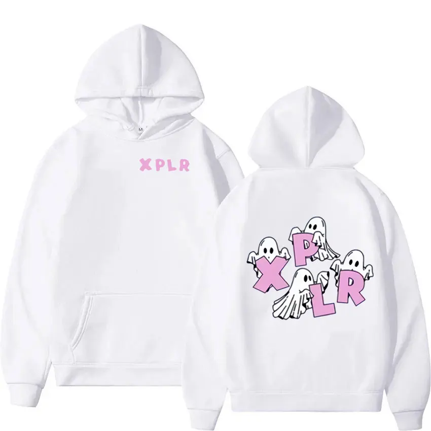 Sam and Colby Xplr Ghost Print Hoodie Men Women Retro Long Sleeve Fashion Sweatshirt Casual Harajuku Oversized Hooded Streetwear