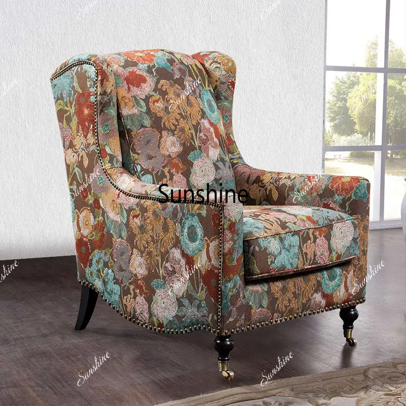 American pastoral small apartment living room balcony lazy fabric single sofa chair