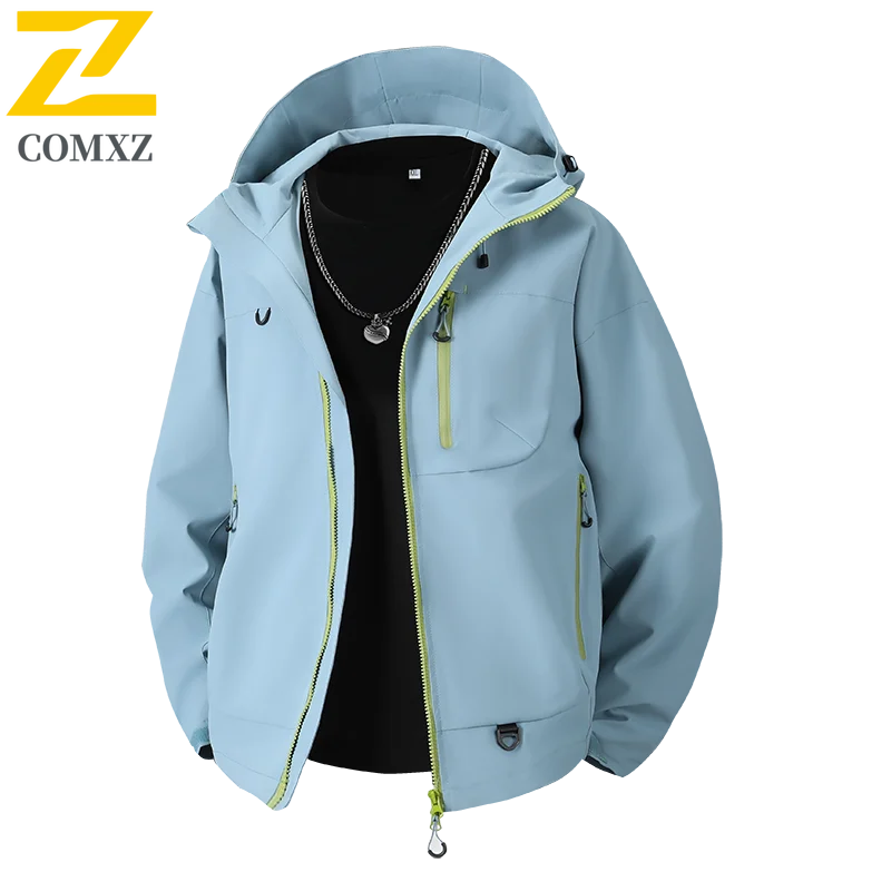 

Mountain Style Jacket Men Casual Hooded Outdoor Hiking Waterproof Windproof Coat Streetwear Retro Lightweight Breathable Jackets
