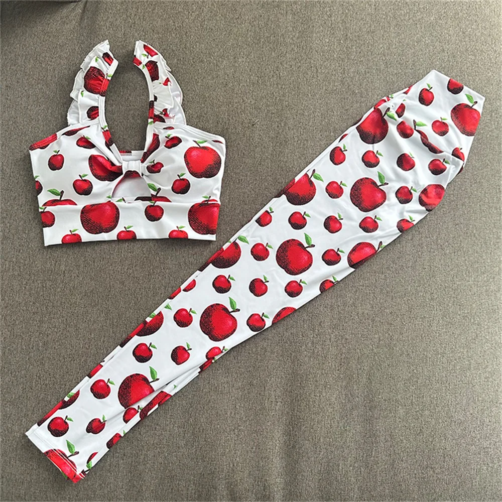 2024 Dot 2pcs Women Tracksuit Yoga Set Sport Suit Gym Wear Workout Clothes Gym Clothes High Waist Leggings Fitness Sports Wear