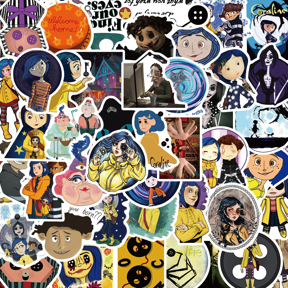 50 Stück Horrorfilm Coraline & die Geheimtür Aufkleber Telefon Scrapbook Koffer Cartoon Graffiti Aufkleber Aufkleber