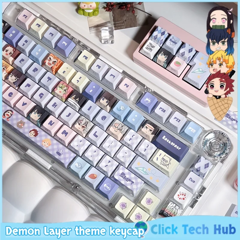 

Тема слоя демона, колпачок для клавиш, 130 клавиш, высота вишни, аниме, периферийные механические колпачки для клавиш, Pbt, пятисторонняя сублимация, милые подарки