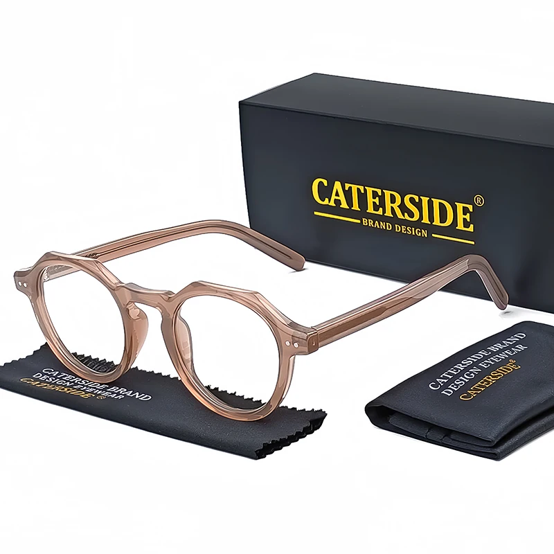 CATERSIDE Retro Polygonale Brille Männer TR Rahmen Hochwertige Brillen für Frauen Transparente Gläser Business Brillen – Detail 5