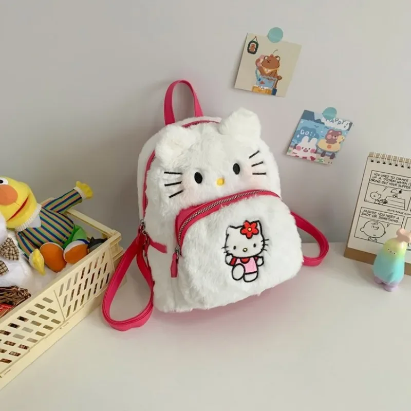 MBTI Kuromi Backpacks for Women MINISO Plush Cute Japanese Style Small Student Backpack Fluffy Hello Kitty Casual Female Bag