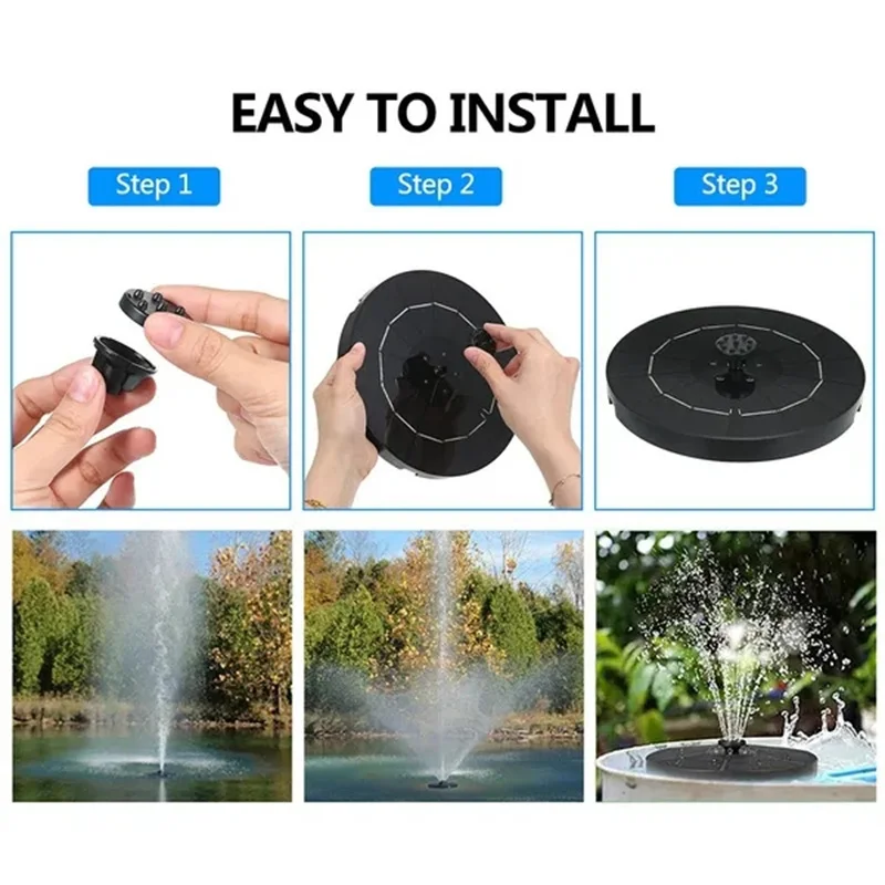 Outdoor Garden Solar Fountain Pump Energy-saving Plants Watering Kit Colorful Fountain Solar Panel Bird Bath Fountain Pool