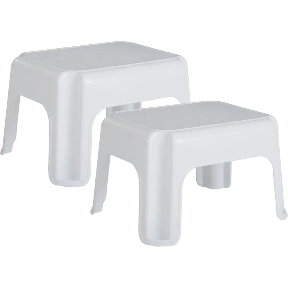 

Durable Plastic Roughk Step Stool w/ 300-LB Weight acity, White (2-Pack)