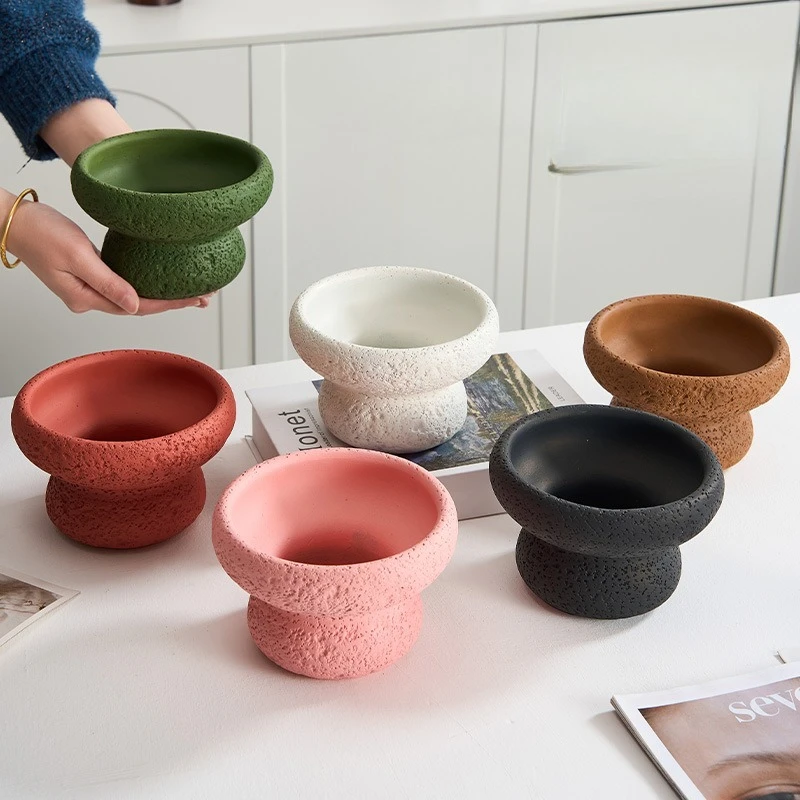 1PCS Nordic cement flowerpot simple personality creative imitation volcanic stone indoor succulent potted green plant flowerpot