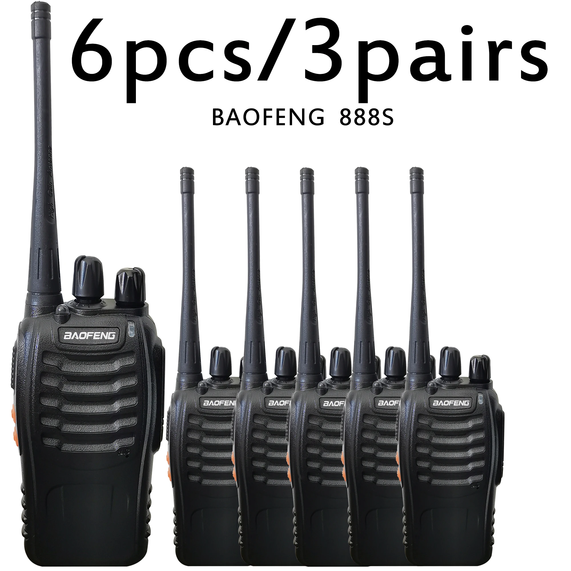 오리지널 BAOFENG BF 888S 워키토키, 셀프 드라이브, 야외 활동, 장거리 5W 양방향 라디오, 3 쌍, 6 팩 도매