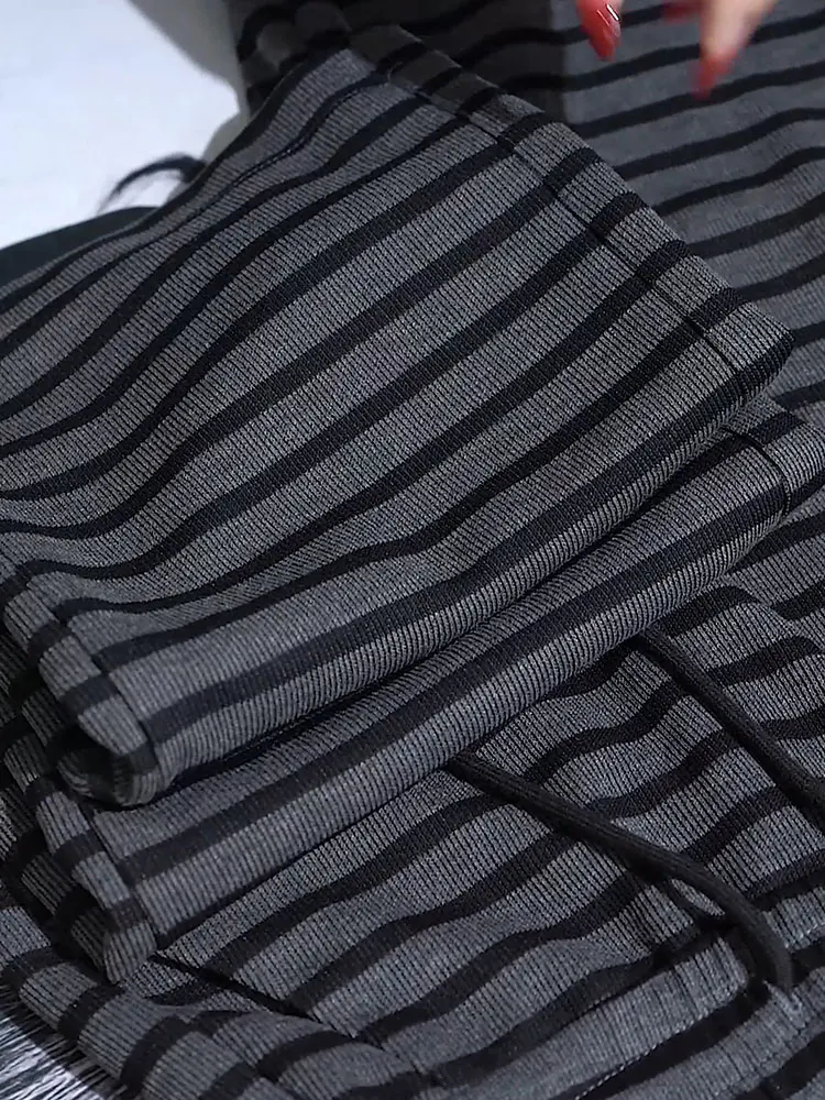 Unieke gestreepte wijde pijpen broek dames losse luie Sle vakantie faion lente zomer nieuwe collectie casual broek met rechte pijpen